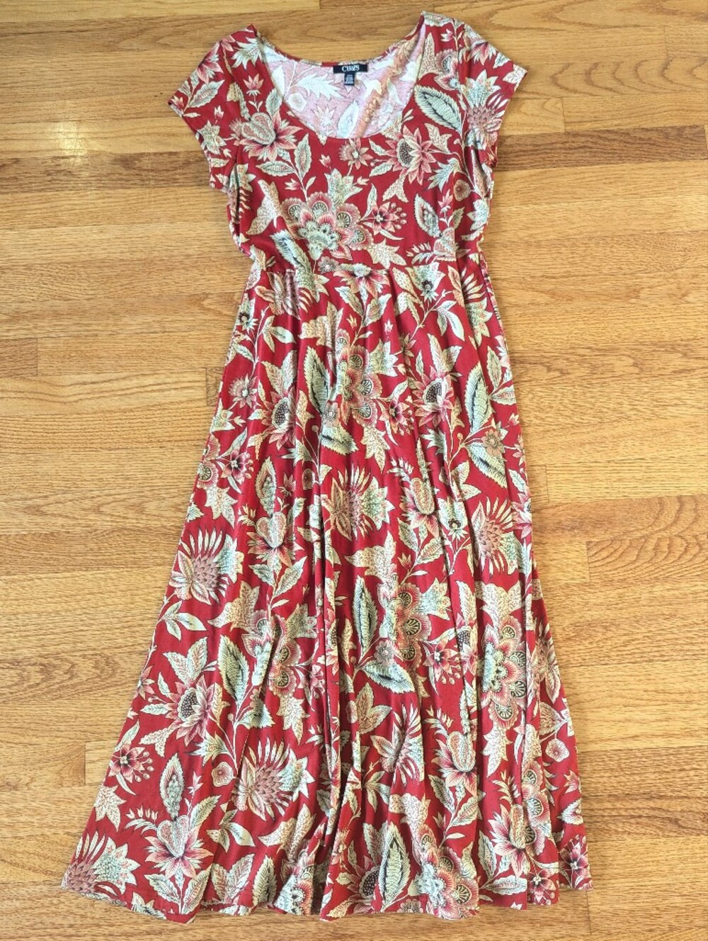Chaps Red Floral Dress, L